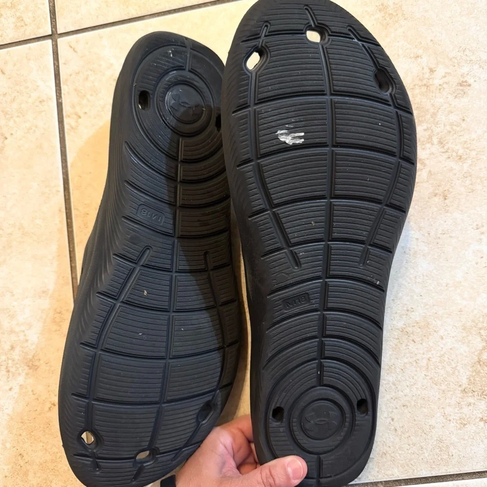 Under Armour Men's Locker Slides Sandals, Black/White, Size 18 M